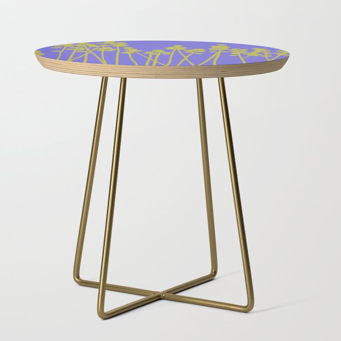 Hello Spring! Baby Green Retro Plants on Summer Purple Lilac #decor #society6 #buyart Side Table Gallery Image 1