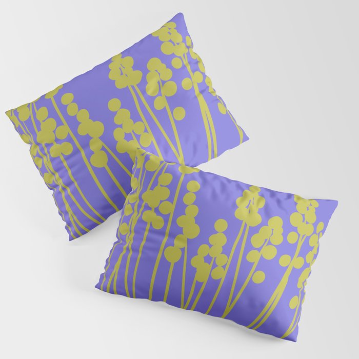 Hello Spring! Baby Green Retro Plants on Summer Purple Lilac #decor #society6 #buyart Pillow Sham Gallery Image 3