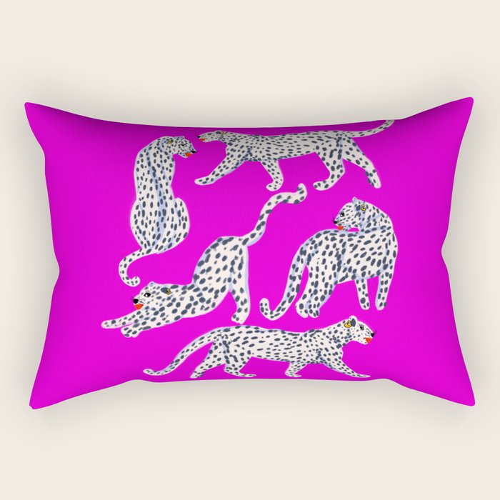 Abstract white leopards with red lips Rectangular Pillow Gallery Image 1