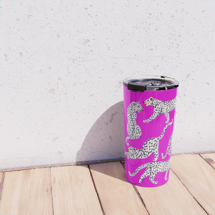 Abstract white leopards with red lips Travel Mug Gallery Image 4