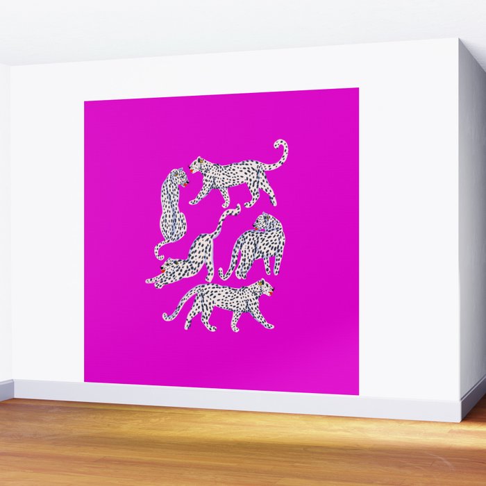 Abstract white leopards with red lips Wall Mural Gallery Image 2