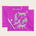 Abstract white leopards with red lips Placemat Gallery Image 1