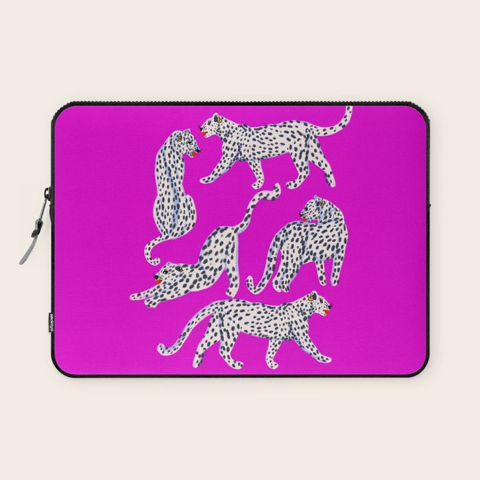 Abstract white leopards with red lips Laptop Sleeve Gallery Image 1