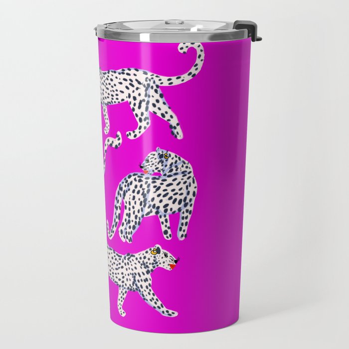 Abstract white leopards with red lips Travel Mug Gallery Image 2