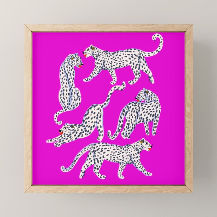 Abstract white leopards with red lips Mini Art Print Gallery Image 1