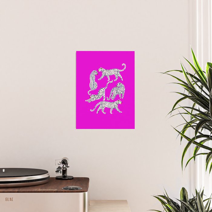 Abstract white leopards with red lips Poster Gallery Image 2