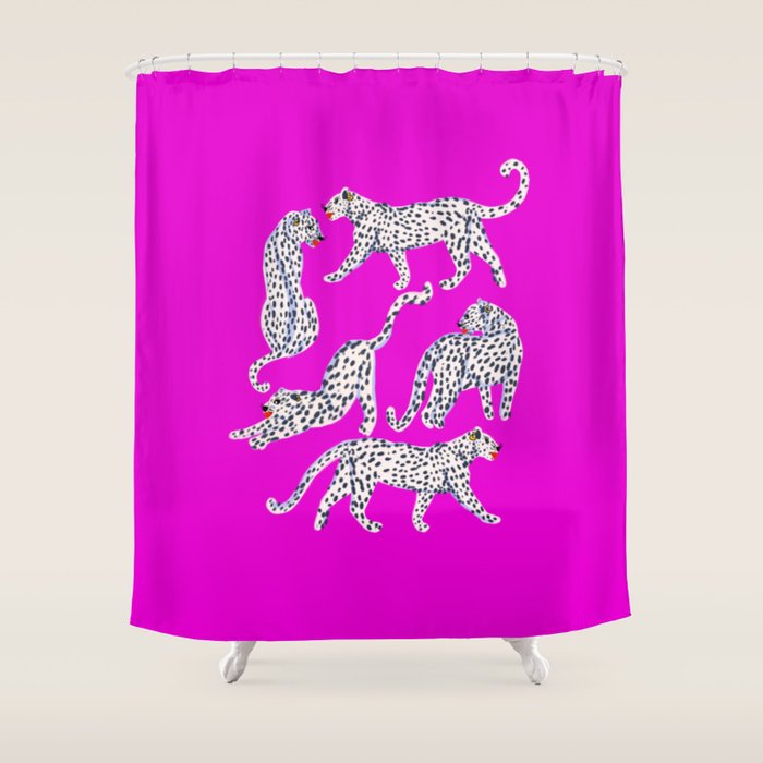 Abstract white leopards with red lips Shower Curtain Gallery Image 1