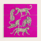 Abstract white leopards with red lips Wood Wall Art Gallery Image 1