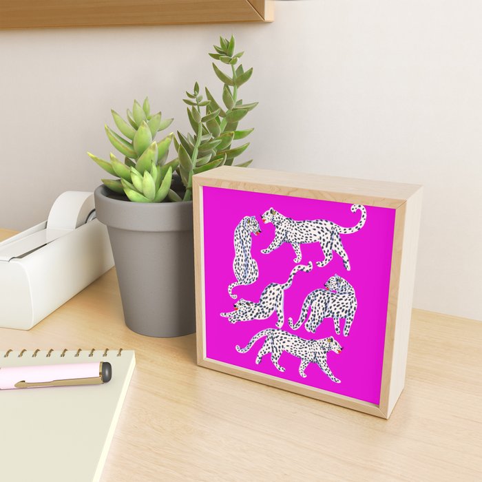 Abstract white leopards with red lips Mini Art Print Gallery Image 2