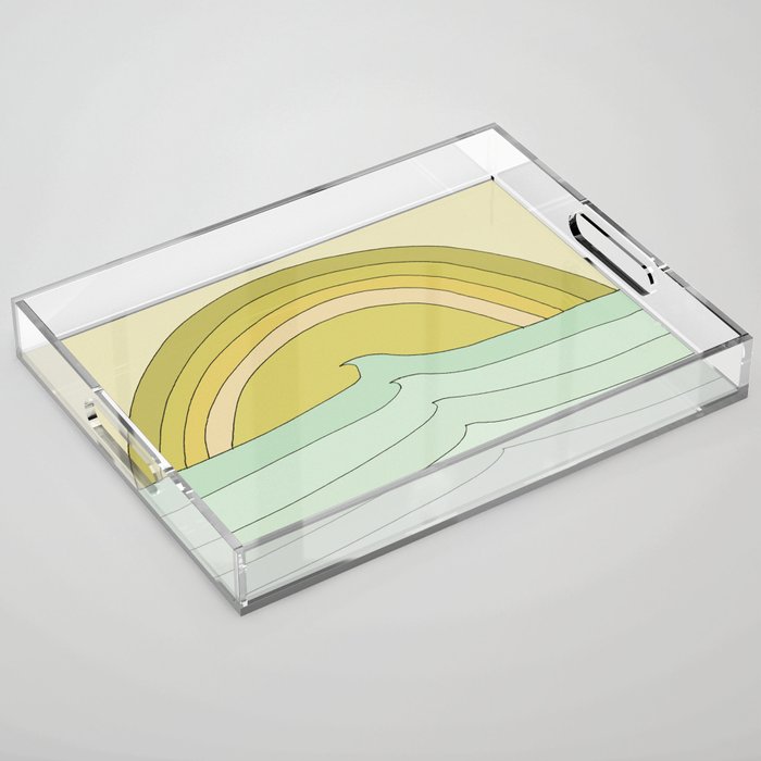 daydreams rainbow waves // retro surf art by surfy birdy Acrylic Tray Gallery Image 1