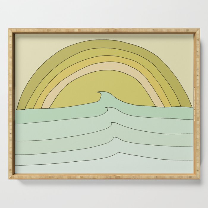 daydreams rainbow waves // retro surf art by surfy birdy Serving Tray Gallery Image 1