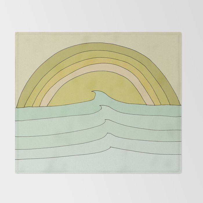 daydreams rainbow waves // retro surf art by surfy birdy Throw Blanket Gallery Image 2