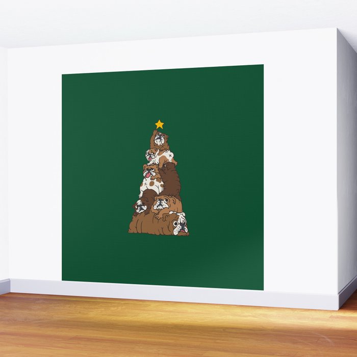 Christmas Tree English Bulldog Wall Mural Gallery Image 2
