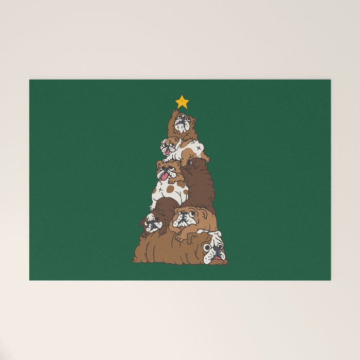 Christmas Tree English Bulldog Welcome Mat Gallery Image 1