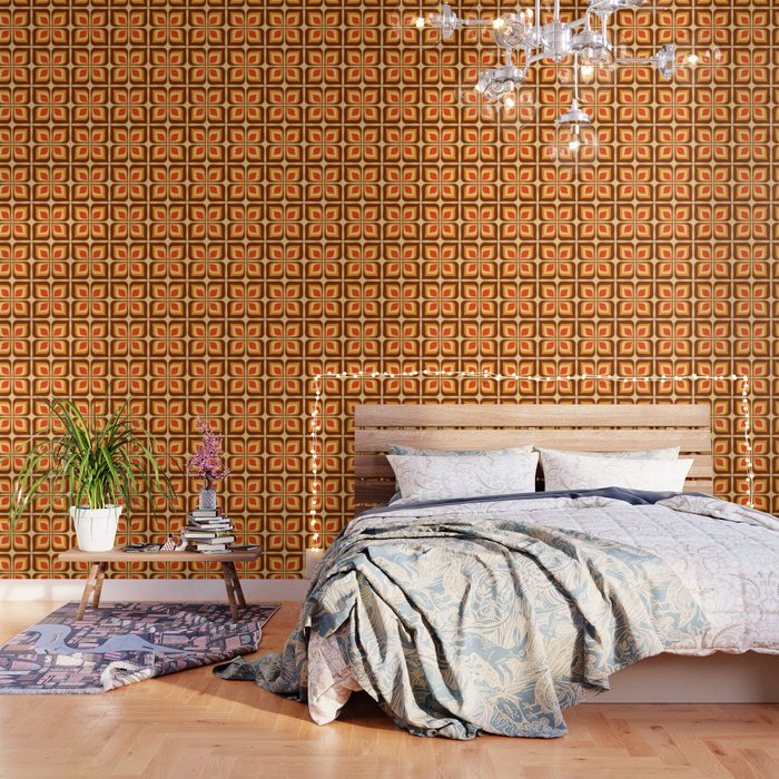Retro Mid Century Modern Floral Pattern 721 Autumn Wallpaper Gallery Image 1