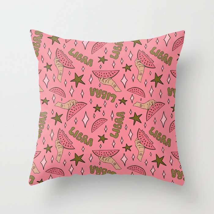 Libra Watermelon Print Throw Pillow Gallery Image 6