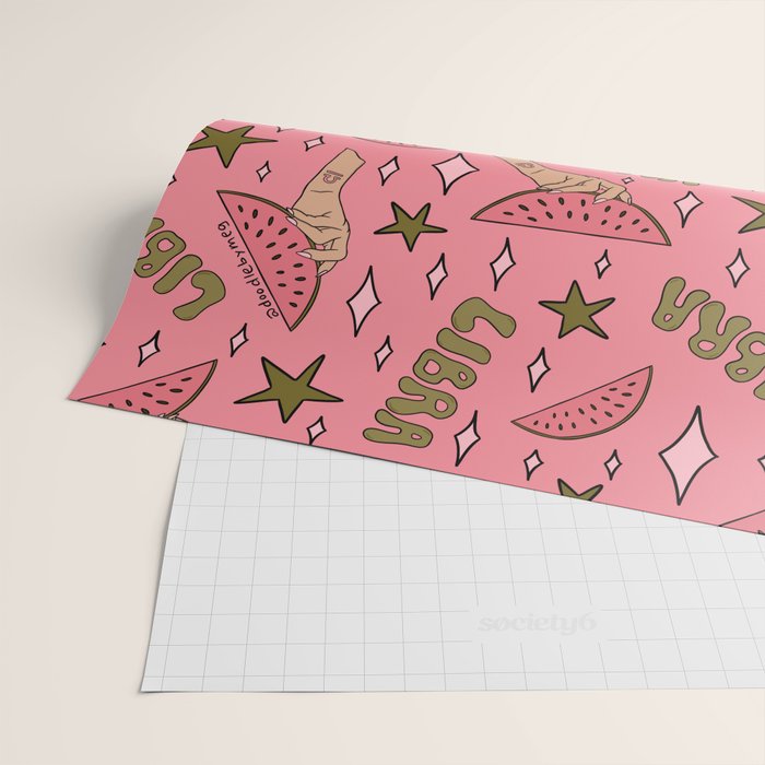 Libra Watermelon Print Wrapping Paper Gallery Image 2