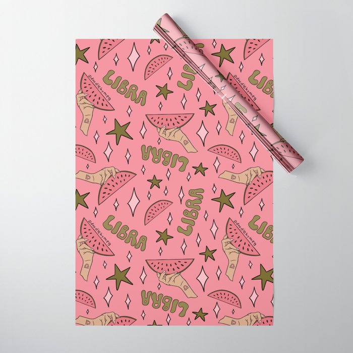 Libra Watermelon Print Wrapping Paper Gallery Image 1