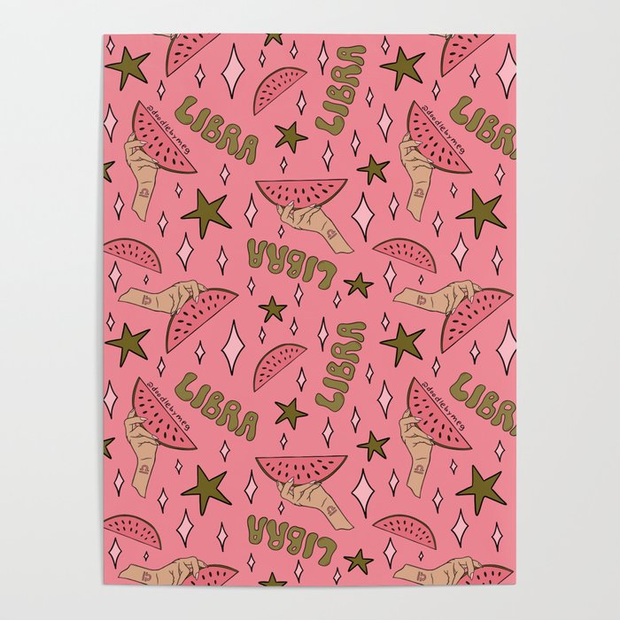 Libra Watermelon Print Poster Gallery Image 4