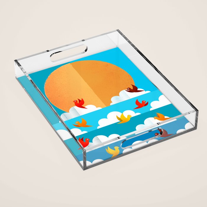 Birds Flying High In The Sky Acrylic Tray Gallery Image 1
