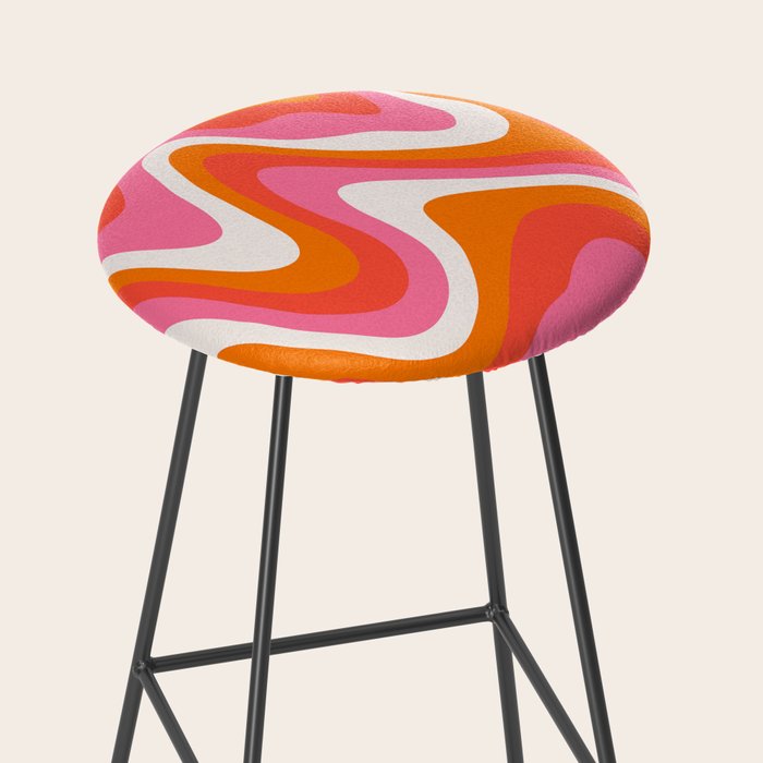 Retro Pink and Orange 70s Abstract Stool Gallery Image 2