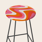 Retro Pink and Orange 70s Abstract Stool Gallery Image 2