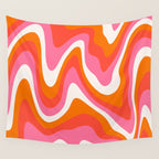 Retro Pink and Orange 70s Abstract Wall Tapestry Gallery Image 4