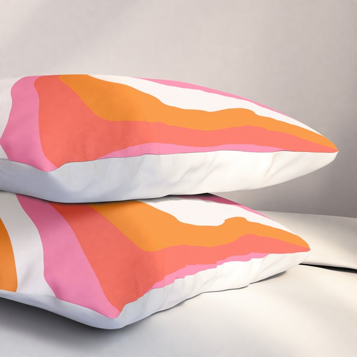 Retro Pink and Orange 70s Abstract Pillow Sham Gallery Image 3