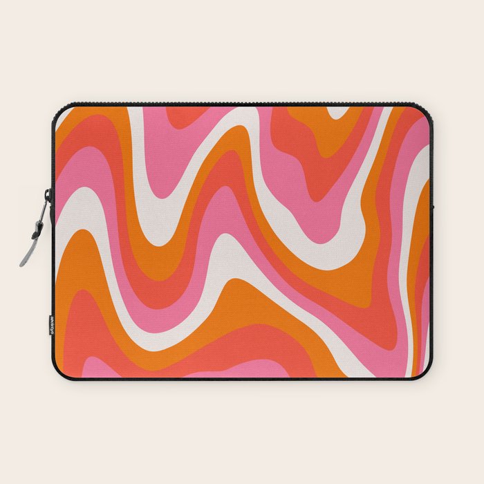 Retro Pink and Orange 70s Abstract Laptop Sleeve Gallery Image 1