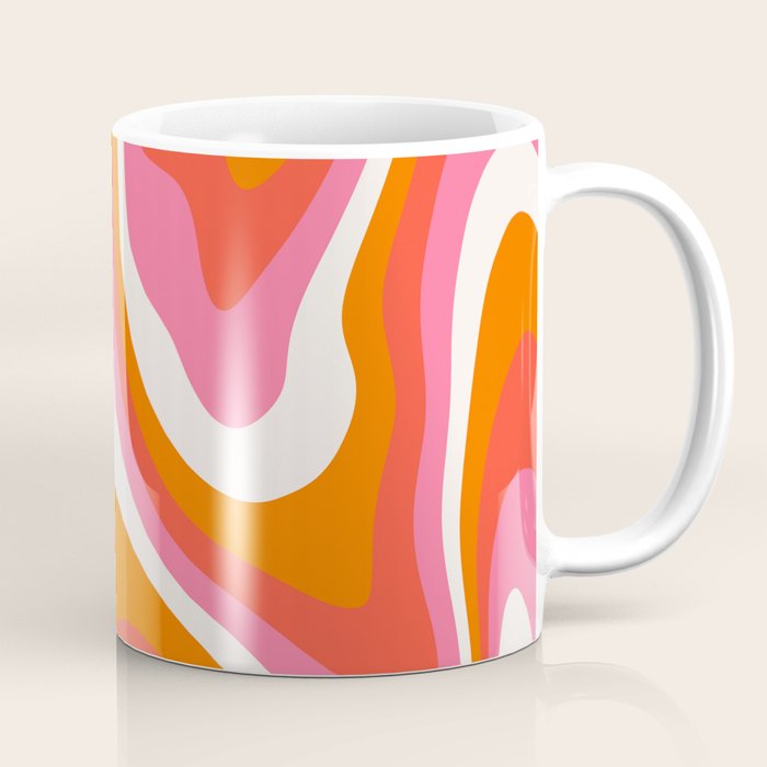 Retro Pink and Orange 70s Abstract Coffee Mug Gallery Image 1