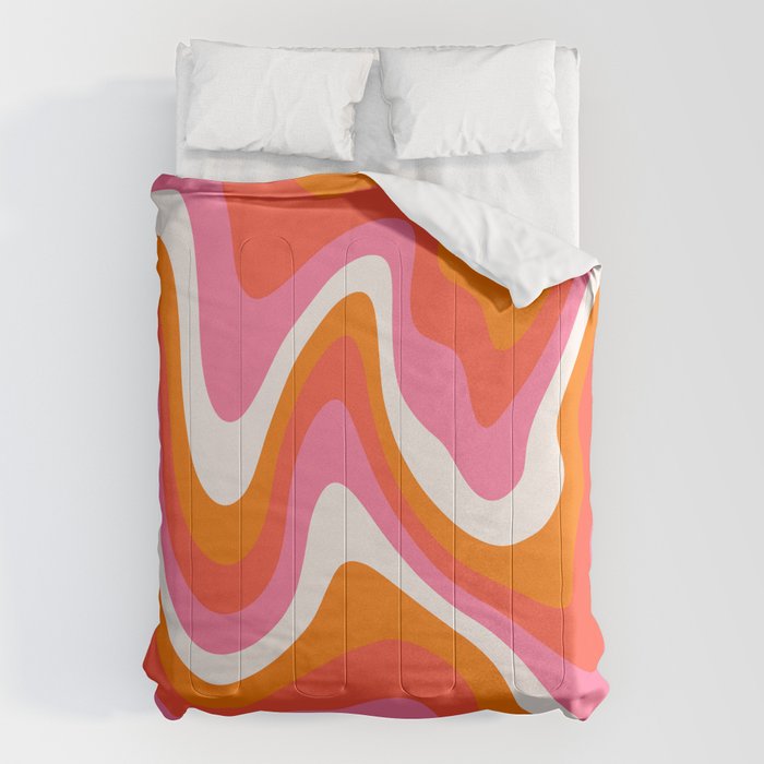 Retro Pink and Orange 70s Abstract Comforter Gallery Image 6