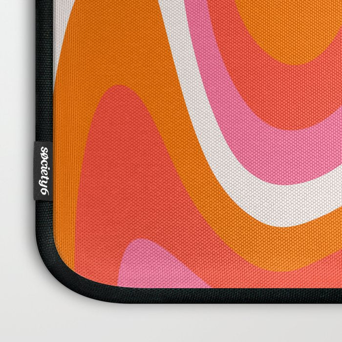 Retro Pink and Orange 70s Abstract Laptop Sleeve Gallery Image 3