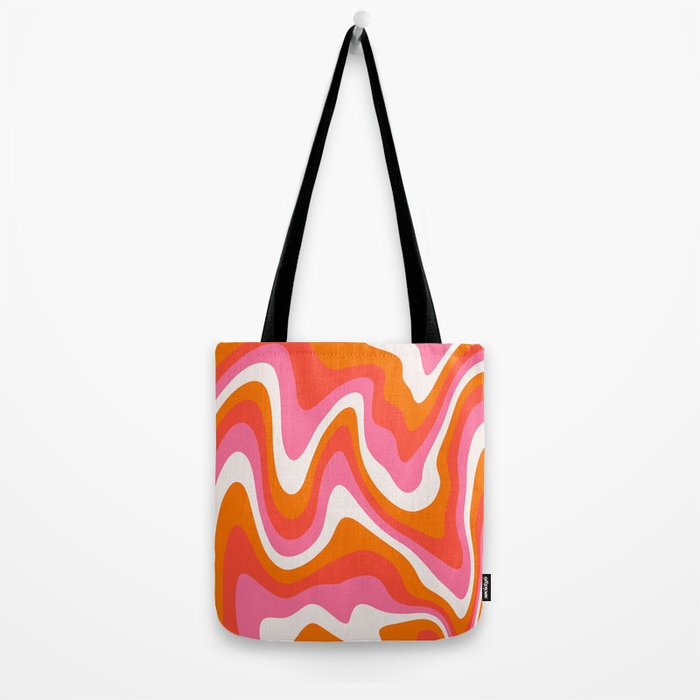 Retro Pink and Orange 70s Abstract Tote Bag Gallery Image 2