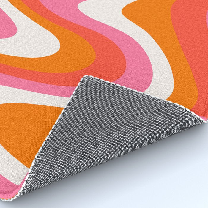 Retro Pink and Orange 70s Abstract Rug Gallery Image 4