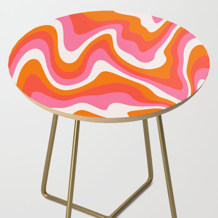 Retro Pink and Orange 70s Abstract Side Table Gallery Image 2