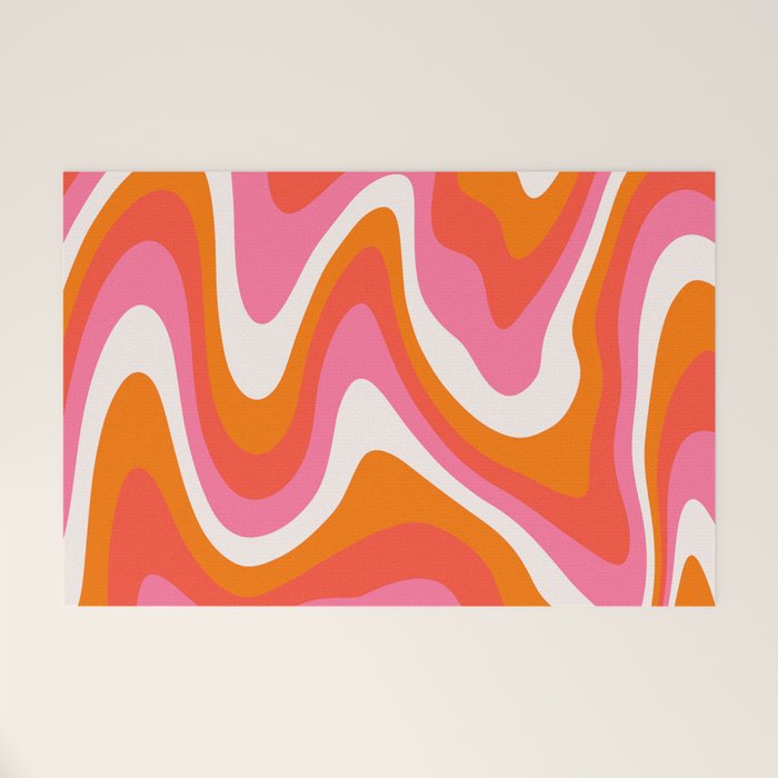 Retro Pink and Orange 70s Abstract Welcome Mat Gallery Image 1