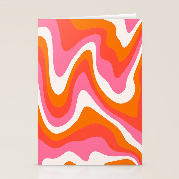 Retro Pink and Orange 70s Abstract Stationery Card Gallery Image 1