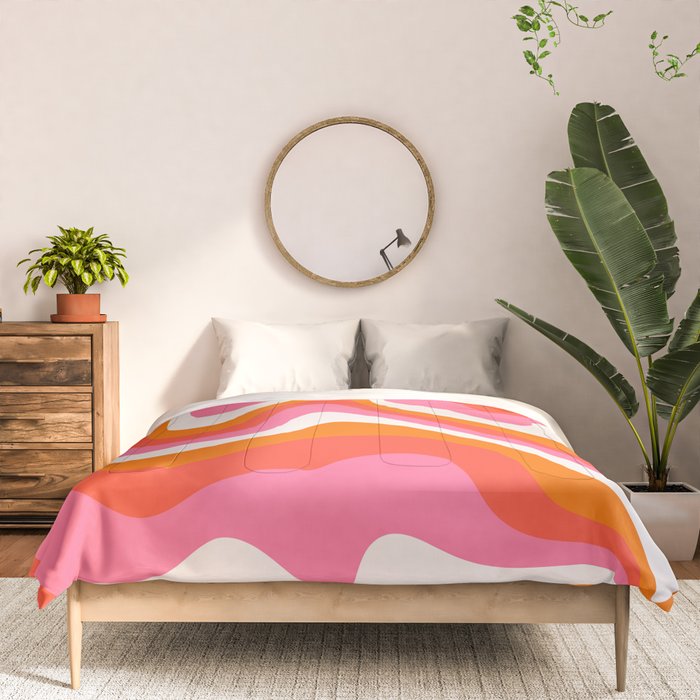 Retro Pink and Orange 70s Abstract Comforter Gallery Image 3
