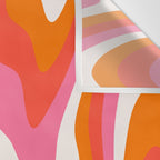 Retro Pink and Orange 70s Abstract Wall Tapestry Gallery Image 3