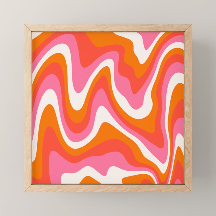 Retro Pink and Orange 70s Abstract Mini Art Print Gallery Image 1