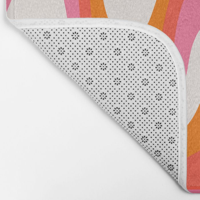Retro Pink and Orange 70s Abstract Bath Mat Gallery Image 2