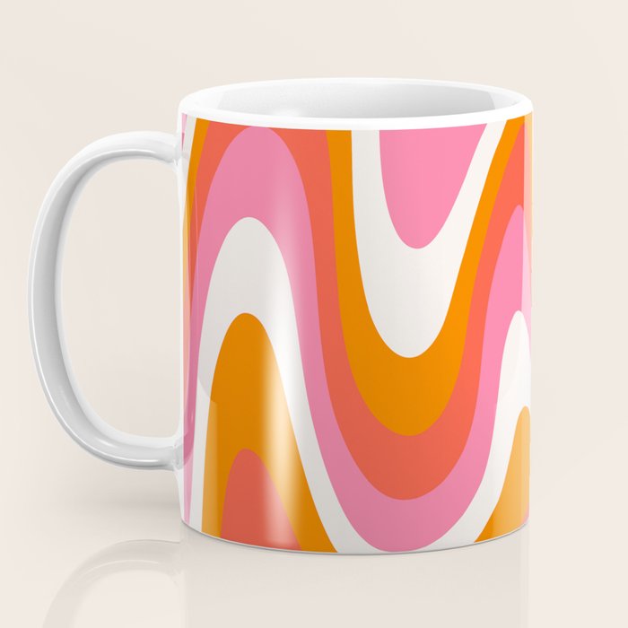 Retro Pink and Orange 70s Abstract Coffee Mug Gallery Image 3