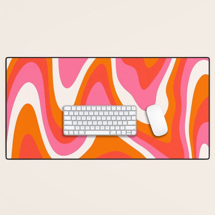 Retro Pink and Orange 70s Abstract Desk Mat Gallery Image 1