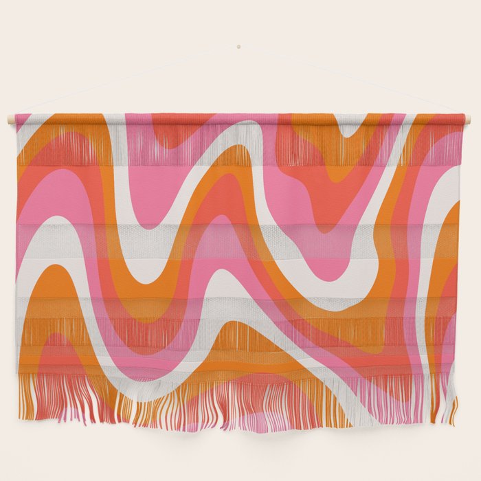 Retro Pink and Orange 70s Abstract Wall Hanging Gallery Image 1