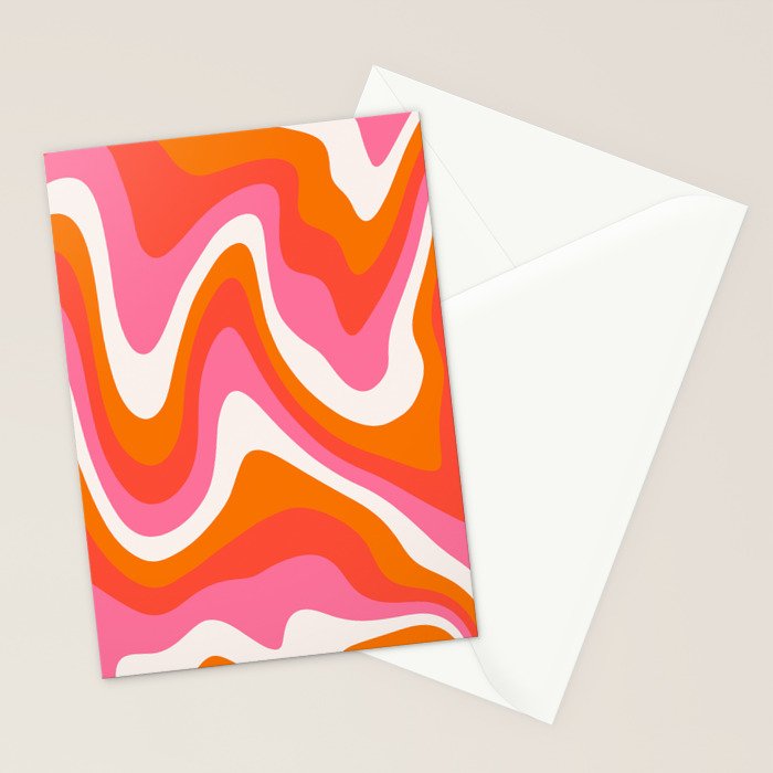 Retro Pink and Orange 70s Abstract Stationery Card Gallery Image 2