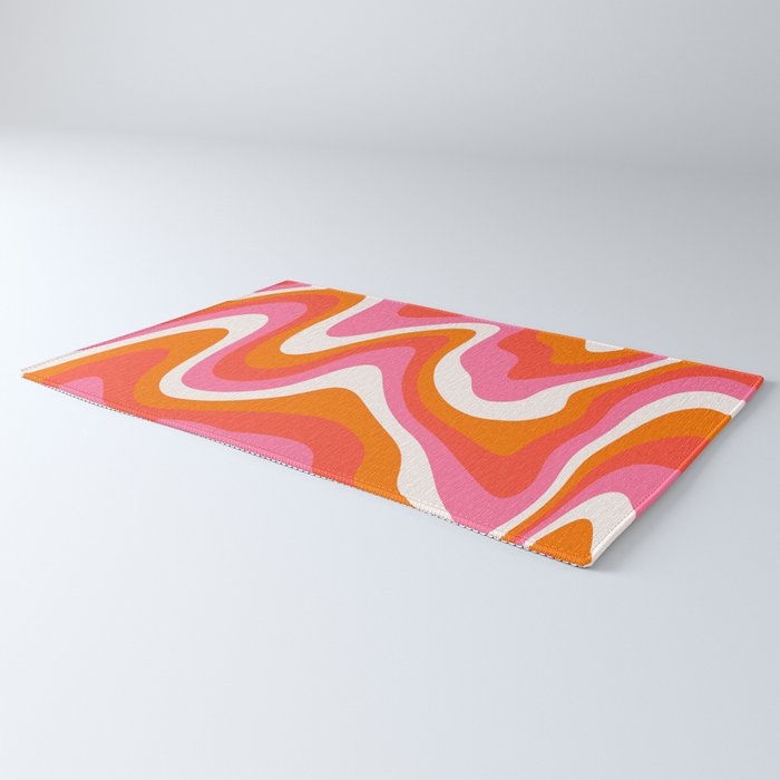 Retro Pink and Orange 70s Abstract Rug Gallery Image 3