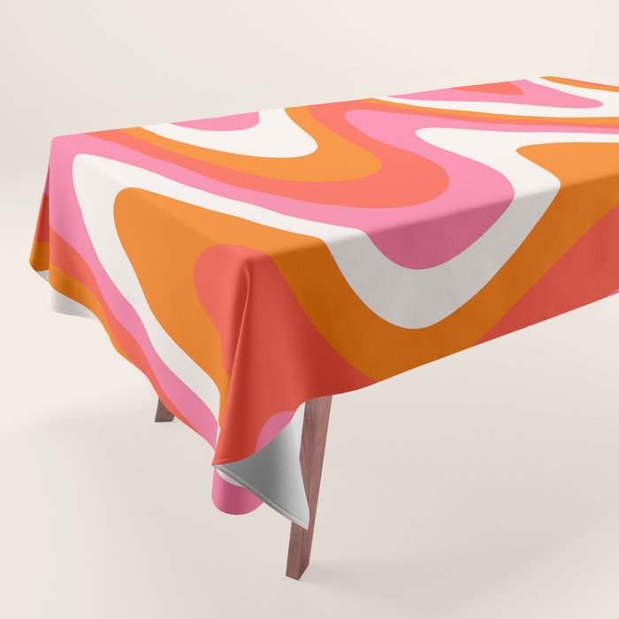 Retro Pink and Orange 70s Abstract Tablecloth Gallery Image 1