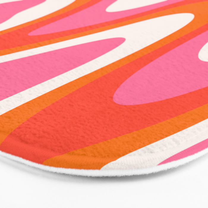 Retro Pink and Orange 70s Abstract Bath Mat Gallery Image 3