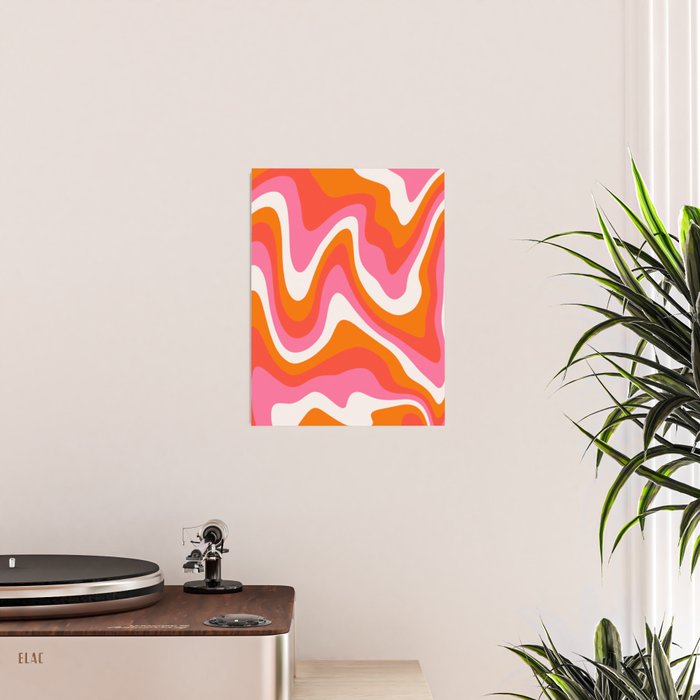 Retro Pink and Orange 70s Abstract Poster Gallery Image 2