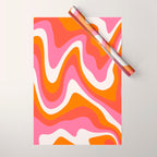 Retro Pink and Orange 70s Abstract Wrapping Paper Gallery Image 1